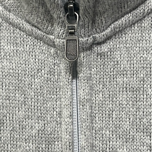 Orvis Fleece Sweater Gray Mock Neck Two-Way Zipper Relaxed Fit Jacket Medium - Picture 8 of 9